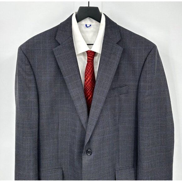 JOS A BANK jacket blazer sport coat traditional fit check 100% wool two btn 42L - Picture 4 of 9